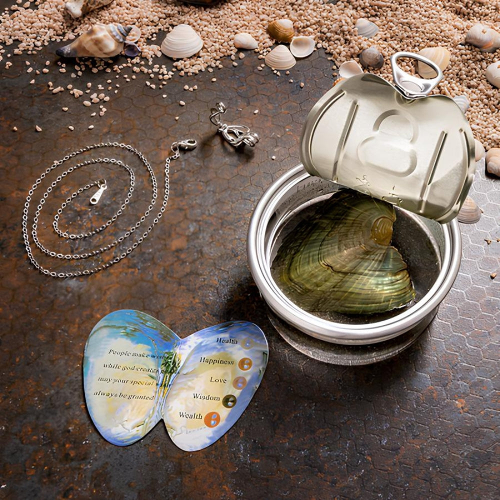 REAL OYSTER PEARL NECKLACE KIT (FREE GIFT-: Earrings + Ring)